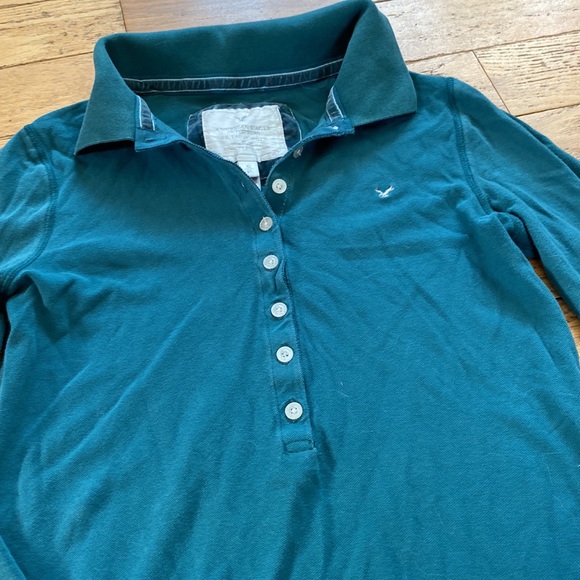Vintage 90s American eagle preppy polo, teal colour,S - Picture 4 of 5
